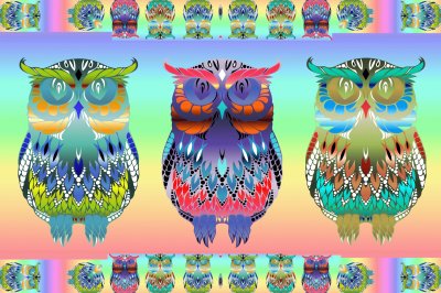 פאזל של Rainbow owls