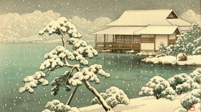 japanese art: snow jigsaw puzzle