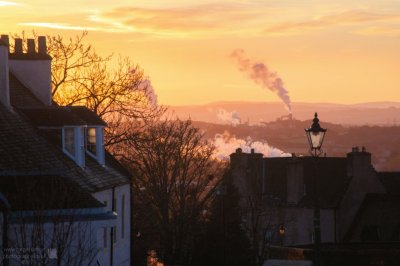 Sunrise rooftops Stirling Scotland