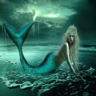 Sirena en la orilla del mar. jigsaw puzzle