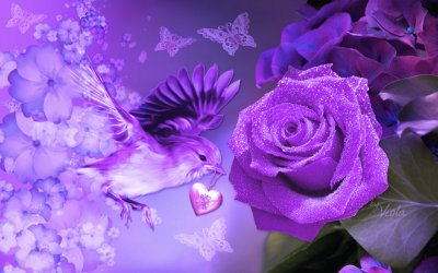 פאזל של Love Dove and Purple Rose