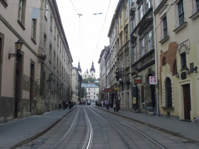 Vista de uma rua de Lviv, na UcrÃ¢nia