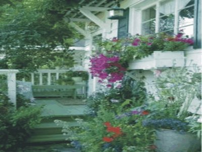 Beautiful balcony with stairs and flowers