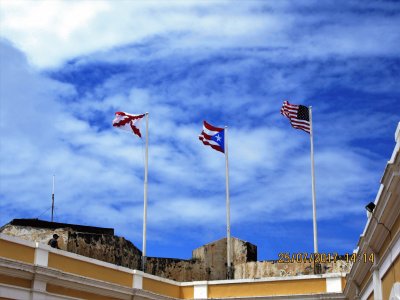 Banderas en San Juan, Puerto Rico.