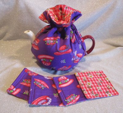 Cute Tea Cozy and Matching Coasters