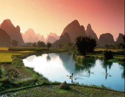 Chine Yunnan coucher de soleil