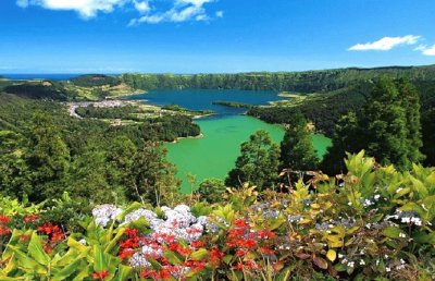 paysage en bleu vert jigsaw puzzle