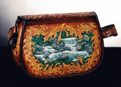 Hand Tooled   Painted Purse