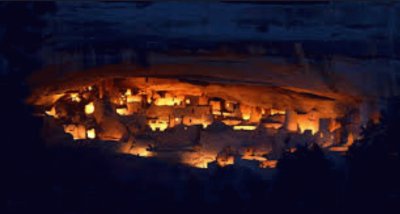 פאזל של CO - Mesa Verde NP - Cliff Dwellings lit up