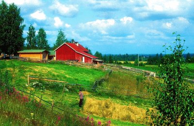 maison rouge en Finlande