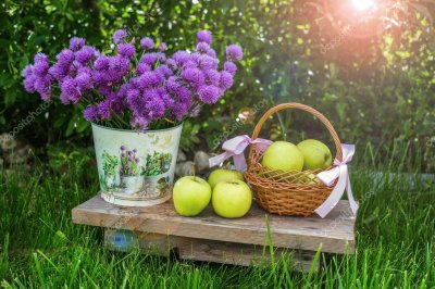 פאזל של Flowers and Green Apples-Still Life