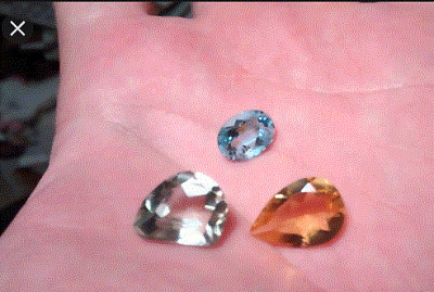 3 Gems, Gold, White, and Blue