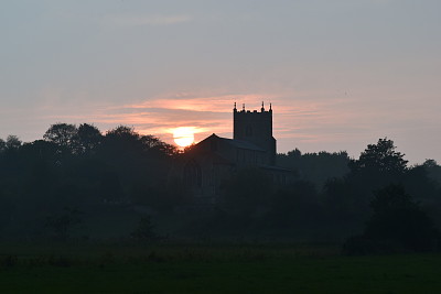 Sunset over Wiveton Church, Norfolk, England jigsaw puzzle