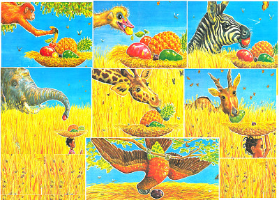 animales y frutas del cuento jigsaw puzzle