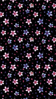 Flores rosa y azul fondo negro