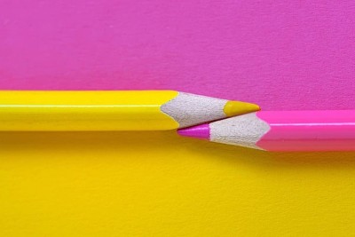 Yellow and pink pencils