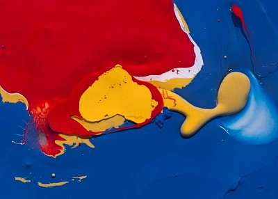 Spilled primary colors paint