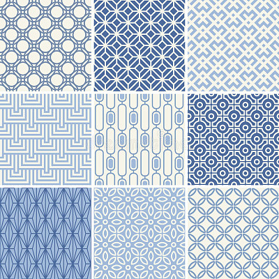 פאזל של Seamless geometric patterns set.