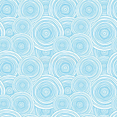 Doodle circle water texture seamless pattern.