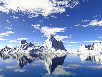 Alaska glaciers with water reflection.
