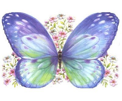 Mariposa Lila con Flores