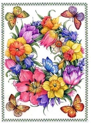 פאזל של Flores Multicolores y Mariposas