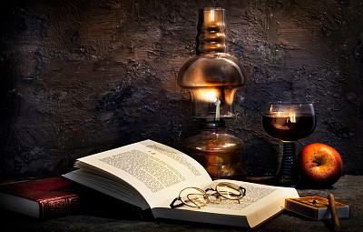 Lamp and book