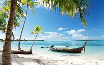 Boat in tropical waters