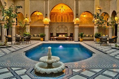 Riad pool and fountain jigsaw puzzle