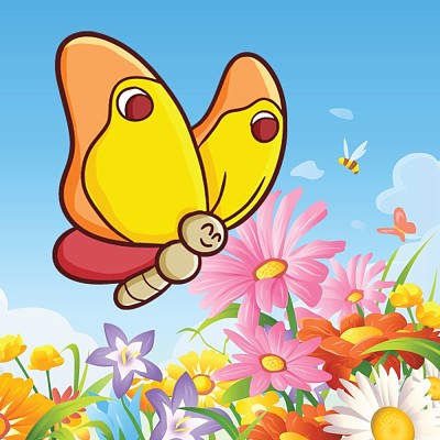 פאזל של mariposa con flor