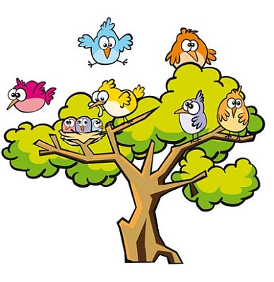 פאזל של pajaros en el arbol