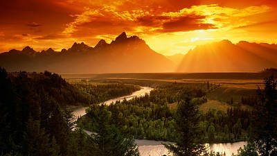 sunset in the montins