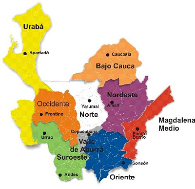 SUBREGTIONES DE ANTIOQUIA