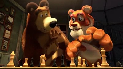 oso y trigre jugando ajedrez