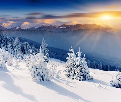 snow sunset jigsaw puzzle