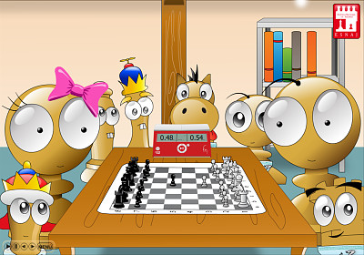 Piezas bebÃ© jugando ajedrez jigsaw puzzle