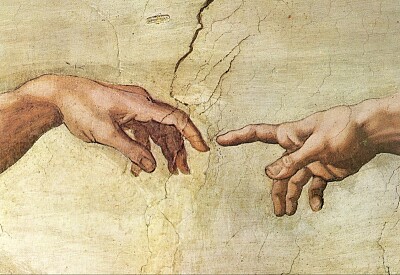 God and Adam 's hands