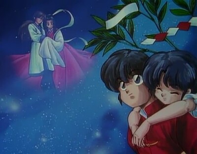 ranma carga a akane en la espalda y se pone feliz