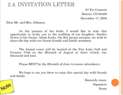 Social Letter of Invitation