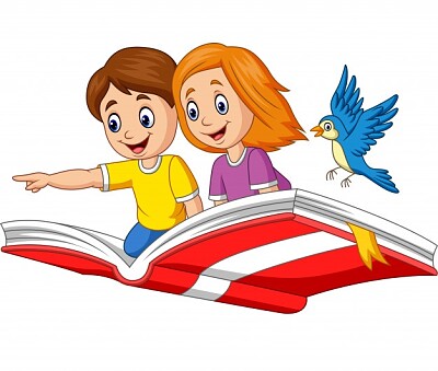 niÃ±os volando en libro