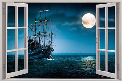 pirate ship at night