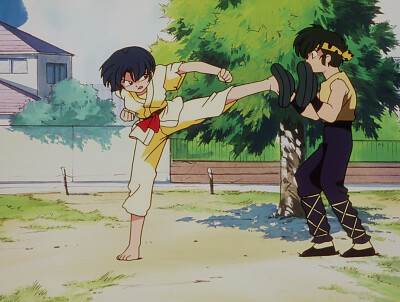 ryoga ayuda a akane a a entrenar ranma ova 1/2