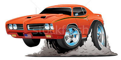 1970â€™s style muscle car cartoon