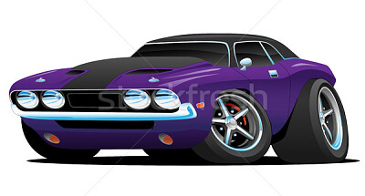 muscle car cartoon. Purple and black