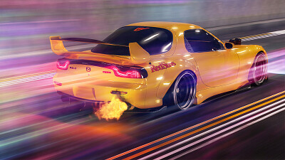 MAZDA RX-7 FLAMING OUT