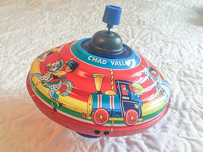 Vintage Chad Valley Metal Plate Spinning Top 1950s