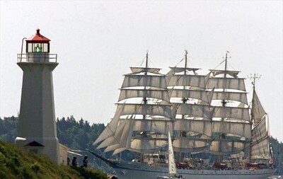 Tall ship sailing toward Halifax festival
