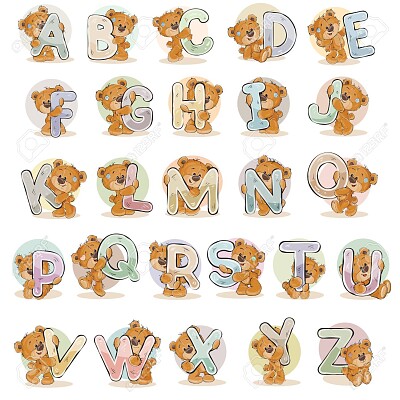 פאזל של alphabet with funny teddy bear
