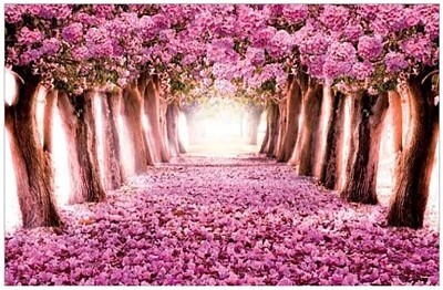 lane of pretty pink flowers jigsaw puzzle