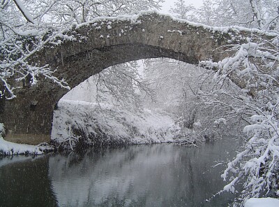 Pont sur le Cerou en hiver, Salles, Tarn jigsaw puzzle